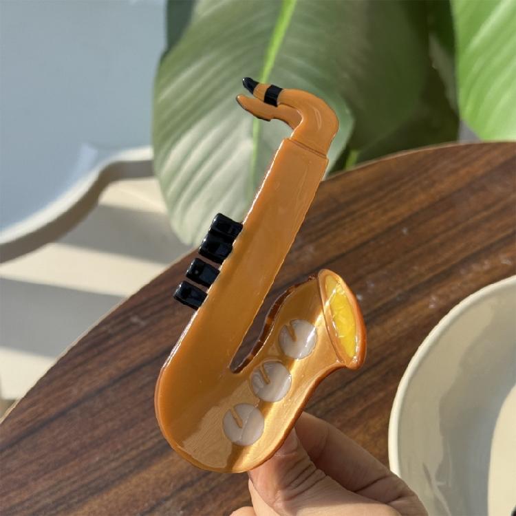 Acetate Hair Clip With Cartoon Tape Piano Design Musical Note Cassette Style For Trendy Women