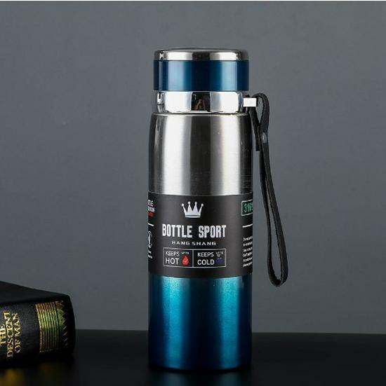 High-End Large Capacity Stainless Steel Thermos with Tea Infuser - Elegant Office Water Cup