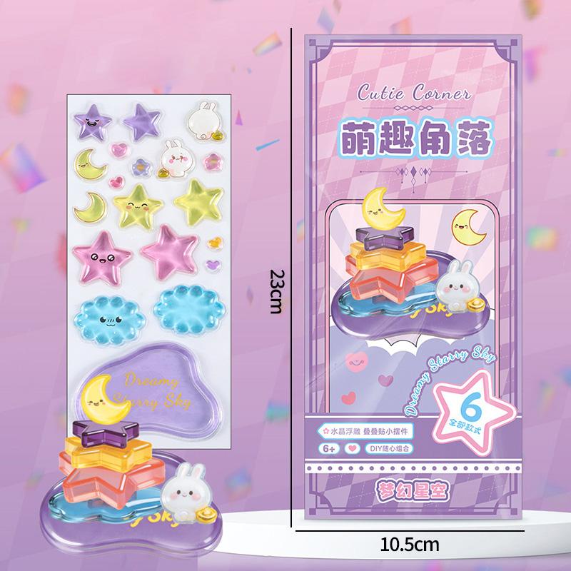 3D Cartoon Jelly Stickers Crystal Relief Stickers Diy Puzzle Stacking Miniature Ornaments Toy Children Favor Christmas Gifts