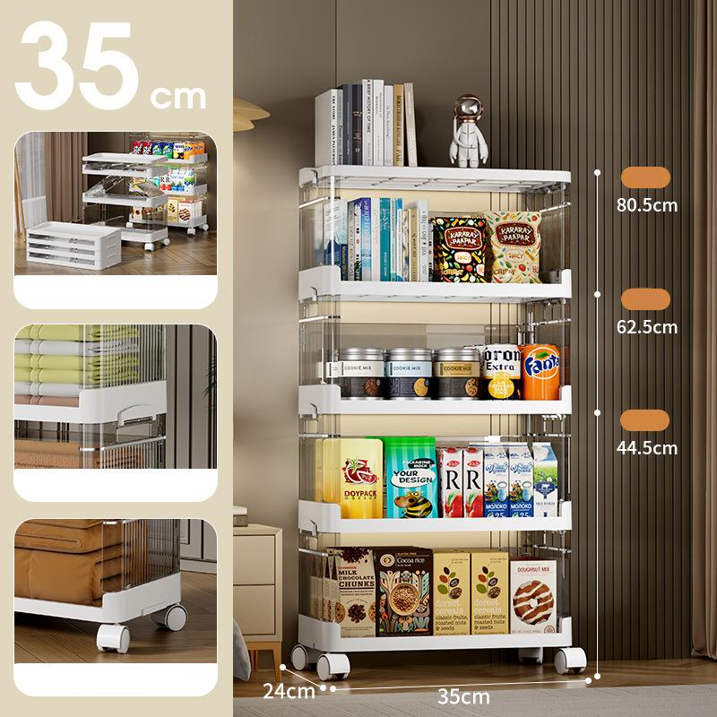 

Складная полка для хранения, не требующая сборки, многоцелевая стойка-органайзер для кухни, гостиной, детских игрушек, одежды, домашнего хранения, компактный дизайн 35cm-4Layer белый