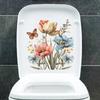 Funny Butterfly Flower Toilet Stickers Waterproof Self Adhesive Decorative Decals For Toilet Lid Refrigerator Home Decoration