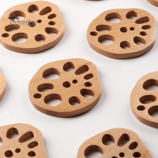 Sottobicchiere in legno Radice di loto Fette Biscotti Fiori Sottobicchiere da tavolo Tappetino isolante versatile per la decorazione domestica