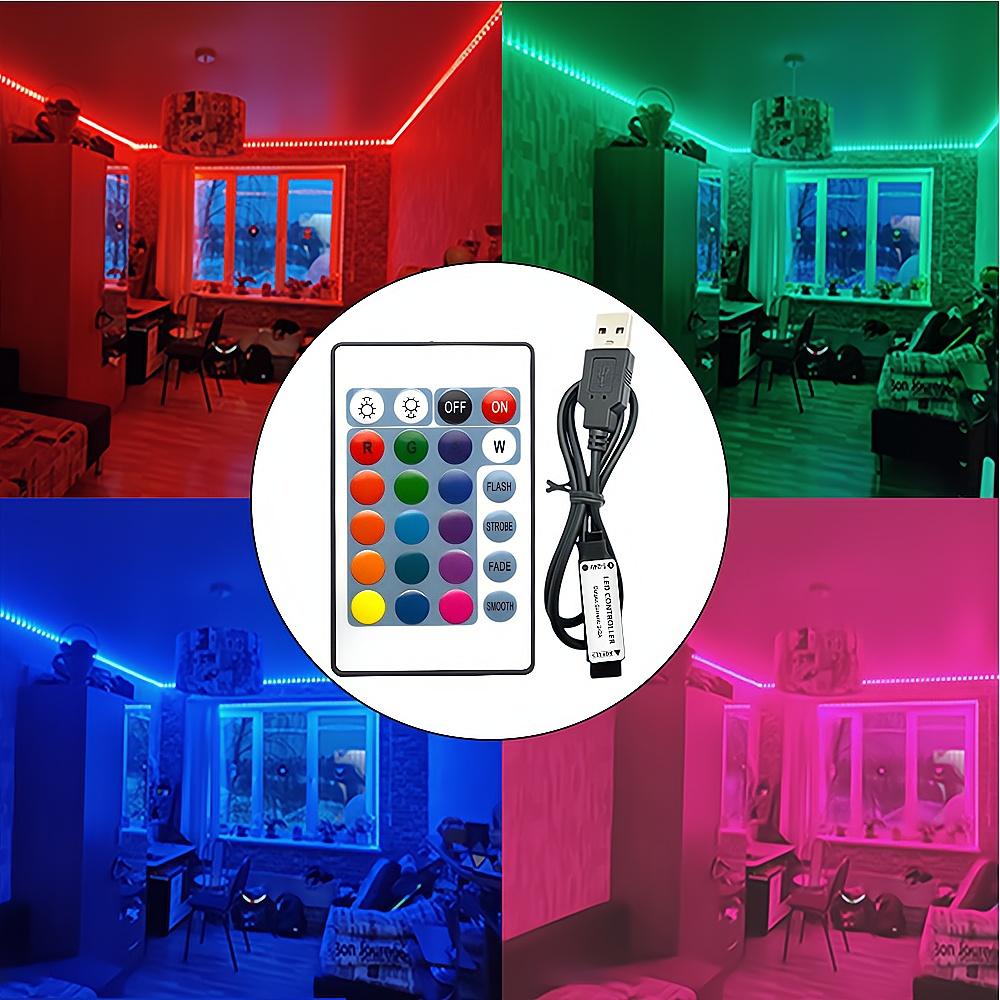 DC 5V USB RGB Control LED Light Strip 3K 17K 24K Wireless Remote Key Led Controller 144w High-power Dimmers Switch Discoloration