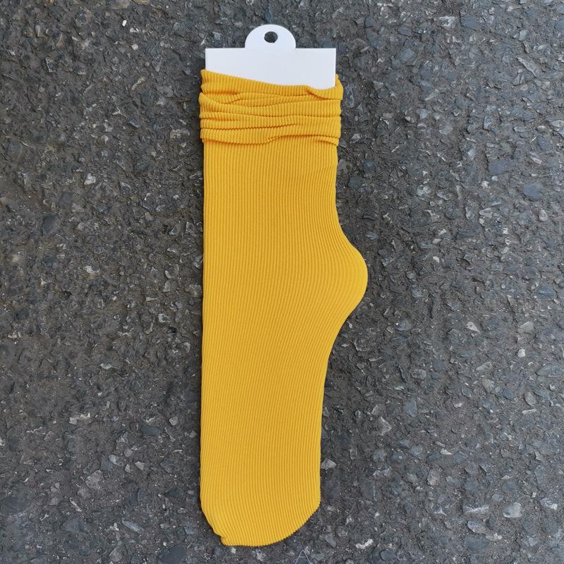 Women's Summer Thin Allpurpose Solid Color Retro Vertical Stripe In The Long Tube Pile Socks