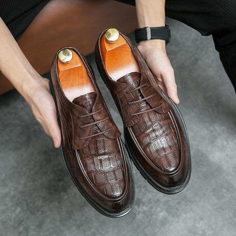Men's shoes large size spring and autumn men's fashion business dress small leather shoes casual retro leather shoes men