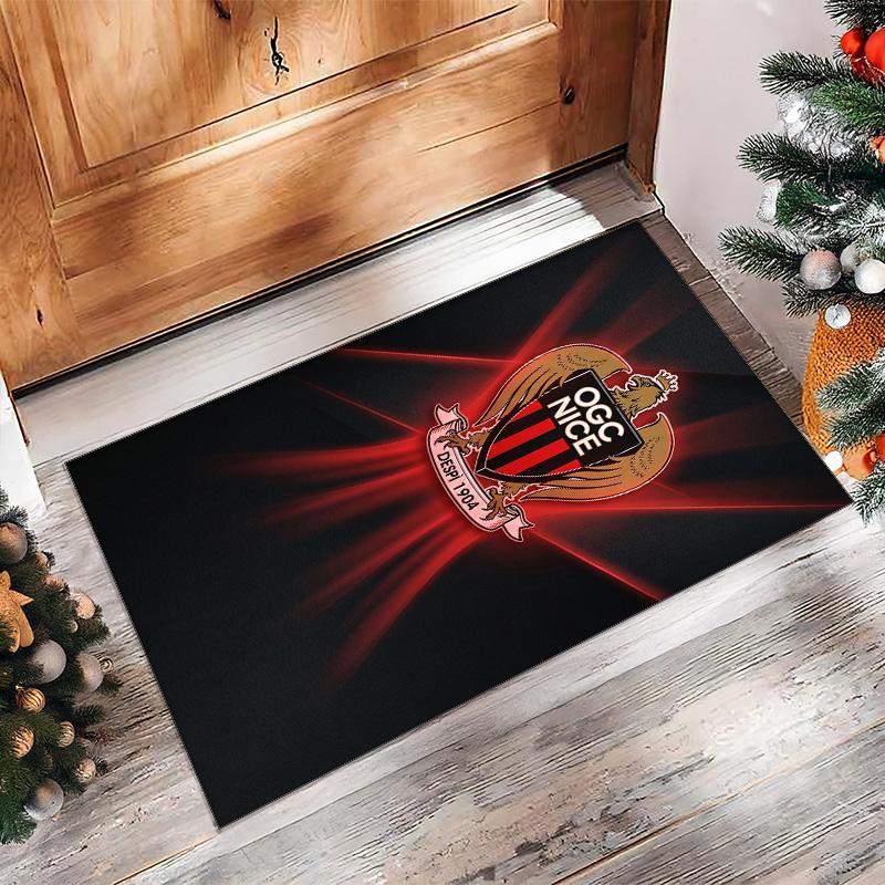 OGC Nice FC Soccer Football Pattern Soft Area Rug Non Slip Indoor Floor Carpet Sports Decor Mat for Bedroom