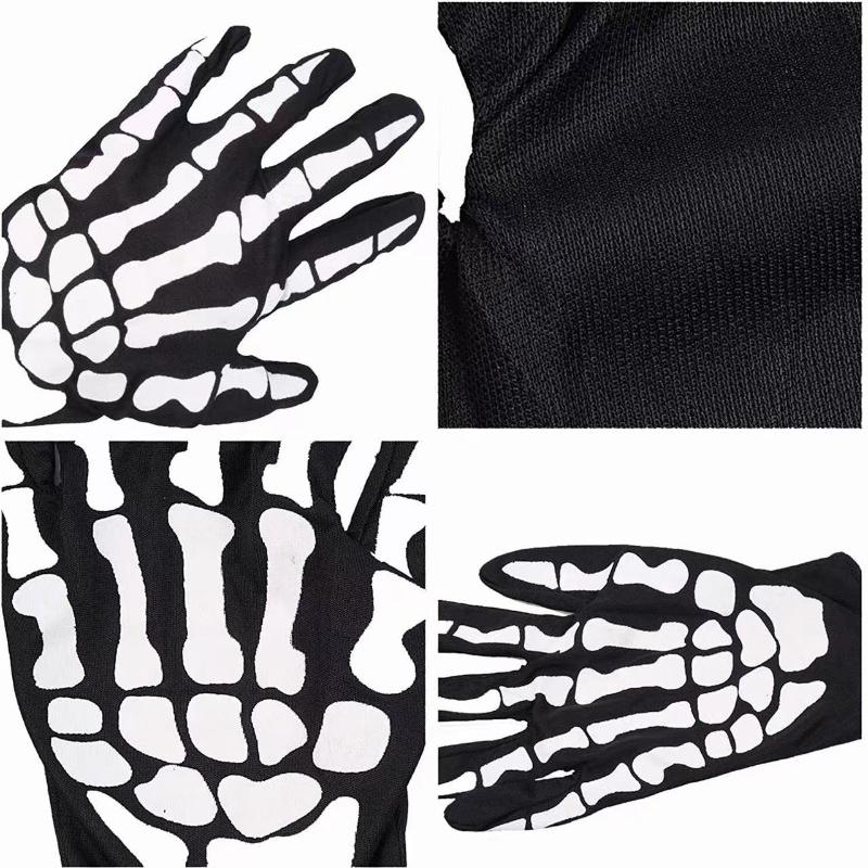 Halloween Gloves Black White Makeup Props Halloween Supplies Naturalness Skull Ghost Claw Gloves Festival Products