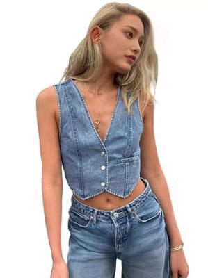 TUME Damenmode Lässige Jeansweste