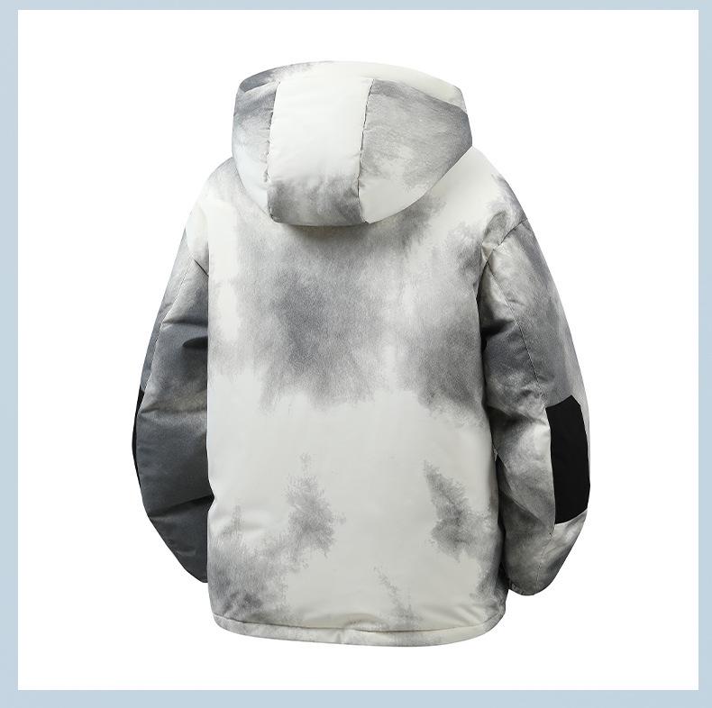 2025 Winter Men's Trendy Korean Tie-Dye Hooded Down Jacket