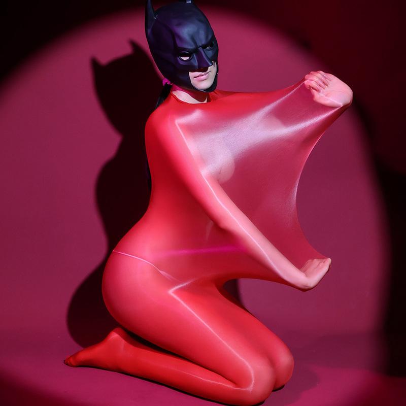 Women Sleeping Bag Jumpsuit Ultra-Thin 8d Oil Shiny Glossy Perspective Couple Full Bodyduit Seamless Pantyhose Night Club Wear