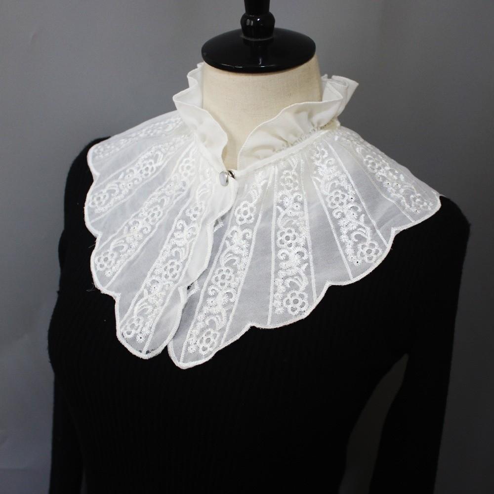 Removable Women Fake Collar Lace Detachable Collar Vintage Embroidered Ruffle Collar  Fashion