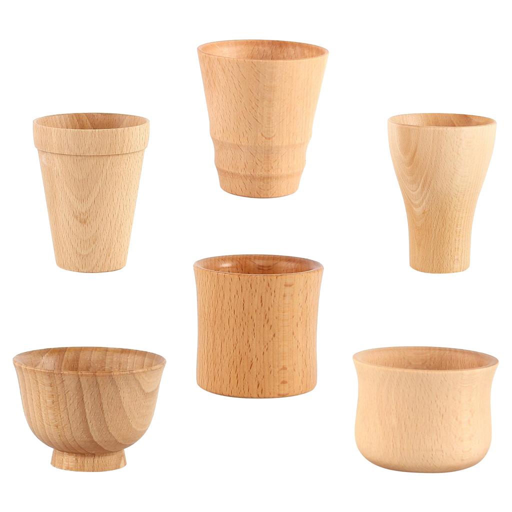 Natural Wooden Tumbler Tea Cup Beech Wood Mug Party Light Brown - ml