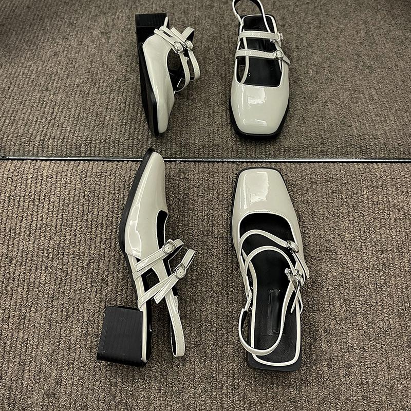 

French word with women s thick heel single shoes summer new fairy style gentle shoes versatile bag head wedge sandals 40