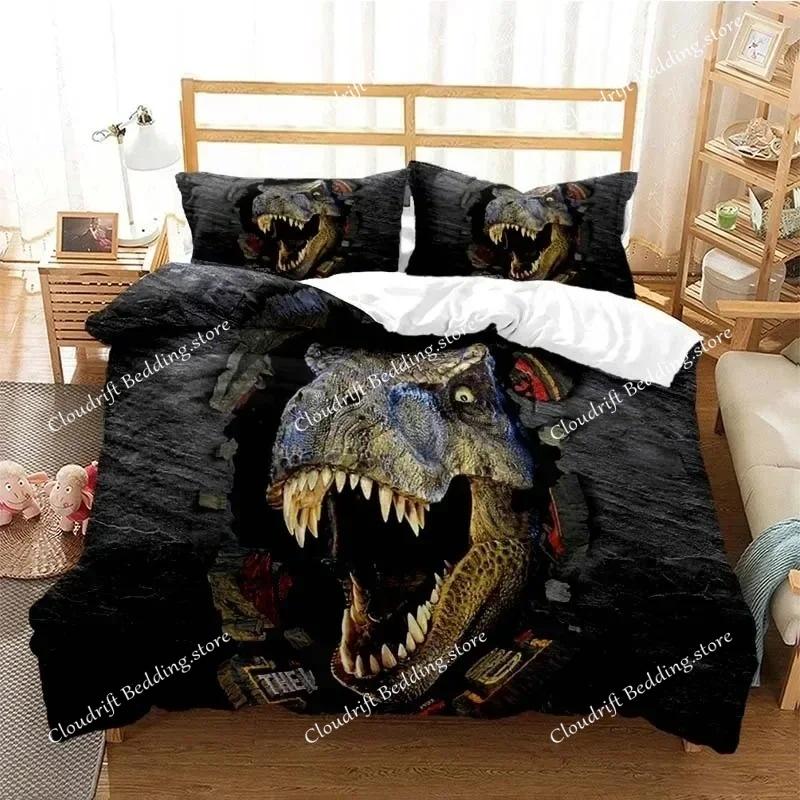 Jurassic Park Bedding Set Cartoon Kids Duvet Cover Set Pillowcase Queen King Double Bed Home Dropshipping King Size 3D Print