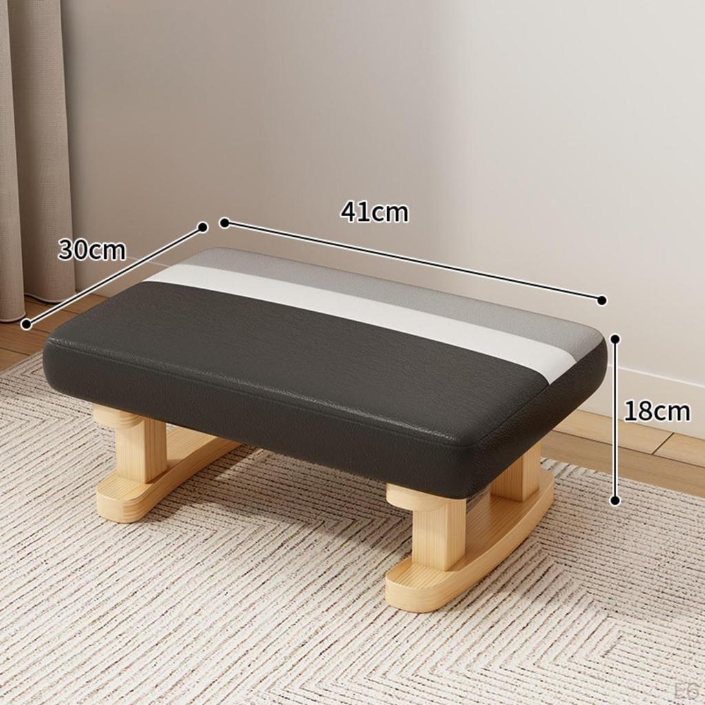 Foot Rest with Wooden Legs Padded Footstool Bench Rectangle Short Step Stool Small Low Ottoman for
