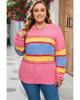 Azura Exchange Pink Plus Size Stripe Oversized Sweater