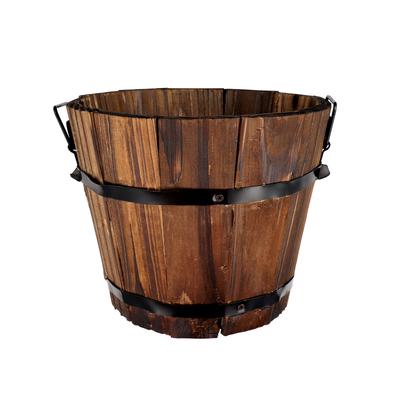 1Pc Wooden Round Barrel Planter Eco Friendly Flower Pot Home Decoration Garden Supplies Lightweight Retro Style Planters