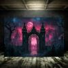 Spooky Cemetery Decor for Halloween, Haunted Cemetery Photo Backdrop In the Moonlight, Party Decoration, Banner5054