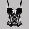 Cross Lace Tank Top Hot Bow Cross Lace Fishbone Vest Shape Corset