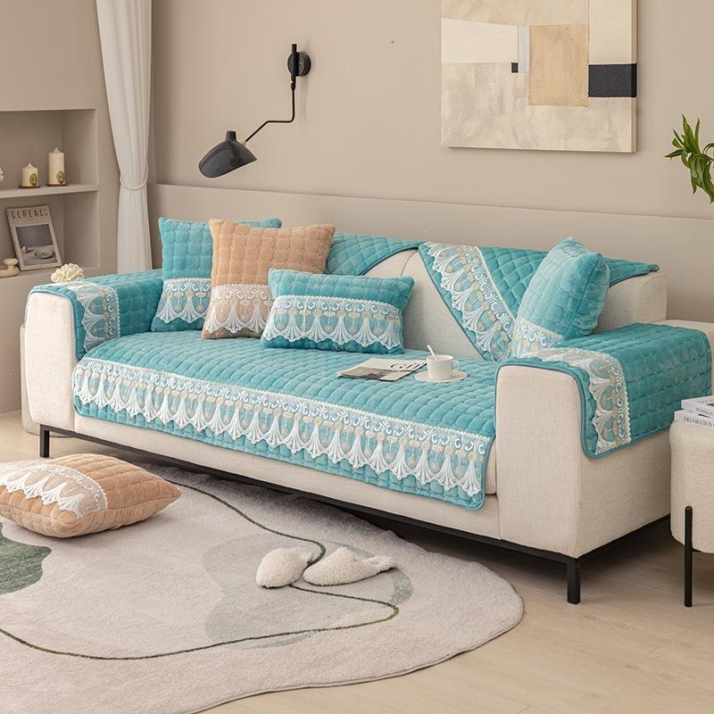 

Фланелевый чехол для дивана, универсальный, клетчатый, плюшевый, нескользящий, утолщенный, чехол для дивана в гостиной, теплая кружевная подушка для дивана, подлокотник, полотенце для спинки 70x70cm 1pcs