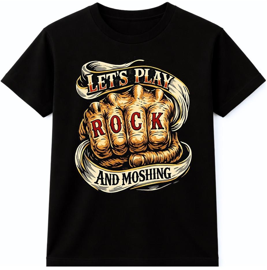 Punk Rock T Shirt Let’s Play Rock Graphic Tee Vintage Rock Music Band Top XXXL
