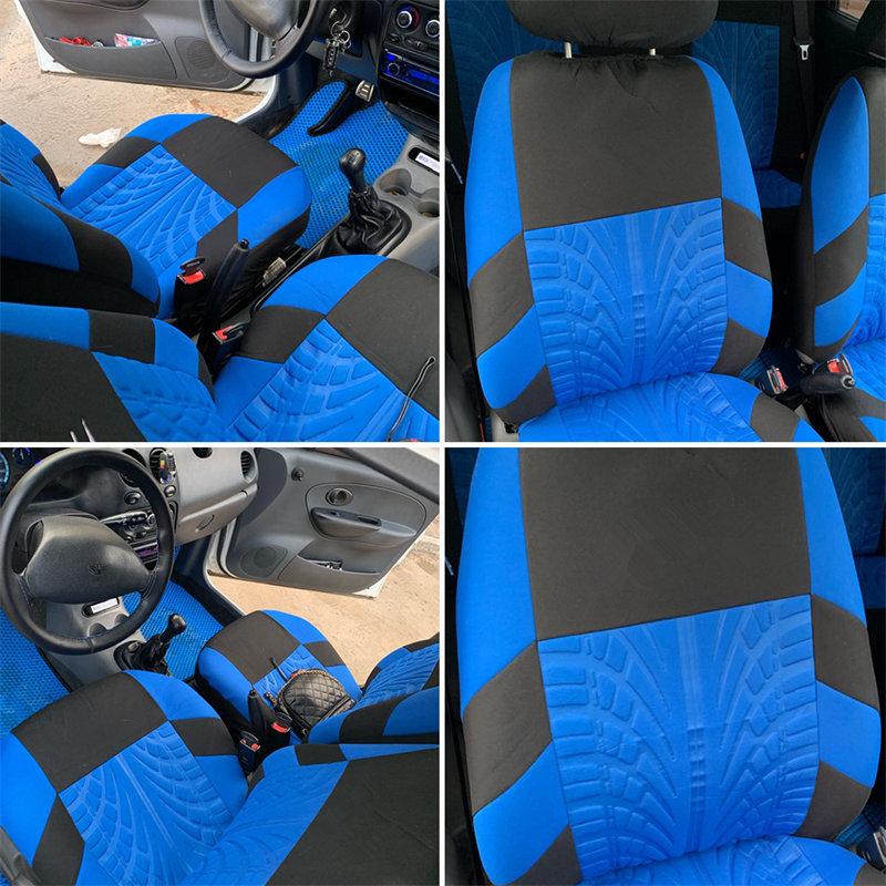 Cars Seat Covers Set Universal with Tire Track Detail Styling Car Seats Protector Universal Fit Most Auto Interior Decoration Accessories