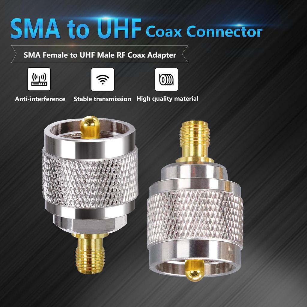 SMA to PL259 Adapter TUOLNK SMA Female to UHF M Type Male Coaxial Connector for CB Radio Antenna SO239 Male MP to SMA Female Jack Coaxial Adapter 2pcs