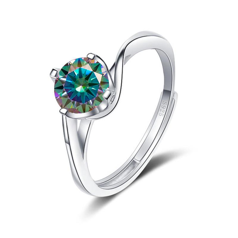 Bague Ringen 1ct VVS Moissanite Jewelry Snubní prsten 925 Sterling Silver pokovený bílým zlatem Čtyři otevřené prsteny Twist Design s drápy