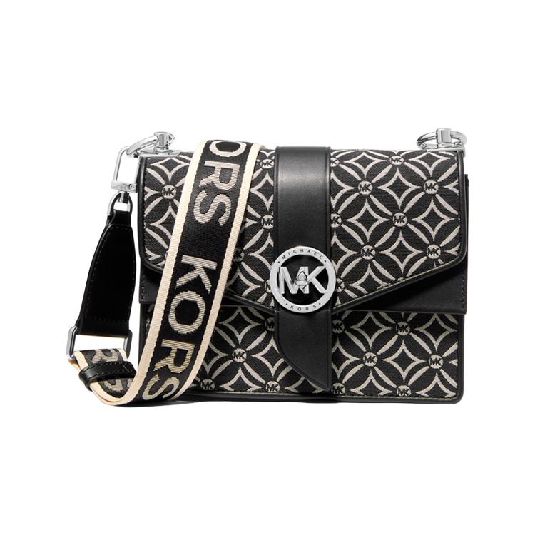 New MICHAEL KORS Greenwich Fabric Envelope Bag, Shoulder Bag, Crossbody Bag Small Women's Black & White 32F2SGRC5J-064