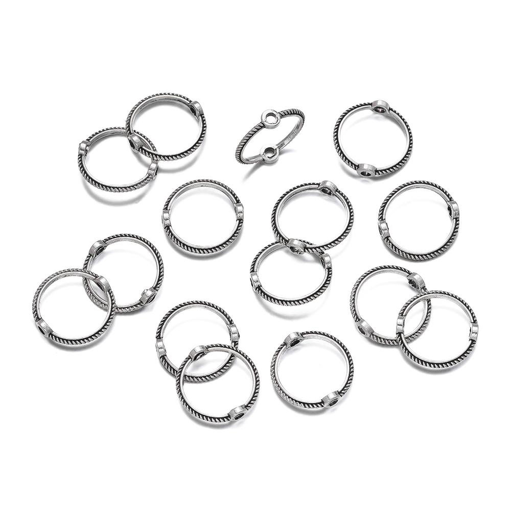 

30-100pcs/lot Vintage Round Frame Connect Beads Frame Ring Through Hole Bead Circle for DIY Beading Jewelry Making Supplies 13mm x 30pcs
