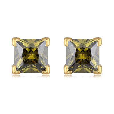 [N1712] - Gold Plated 'Essentiel' Olivine Gold Earrings - 6 Mm