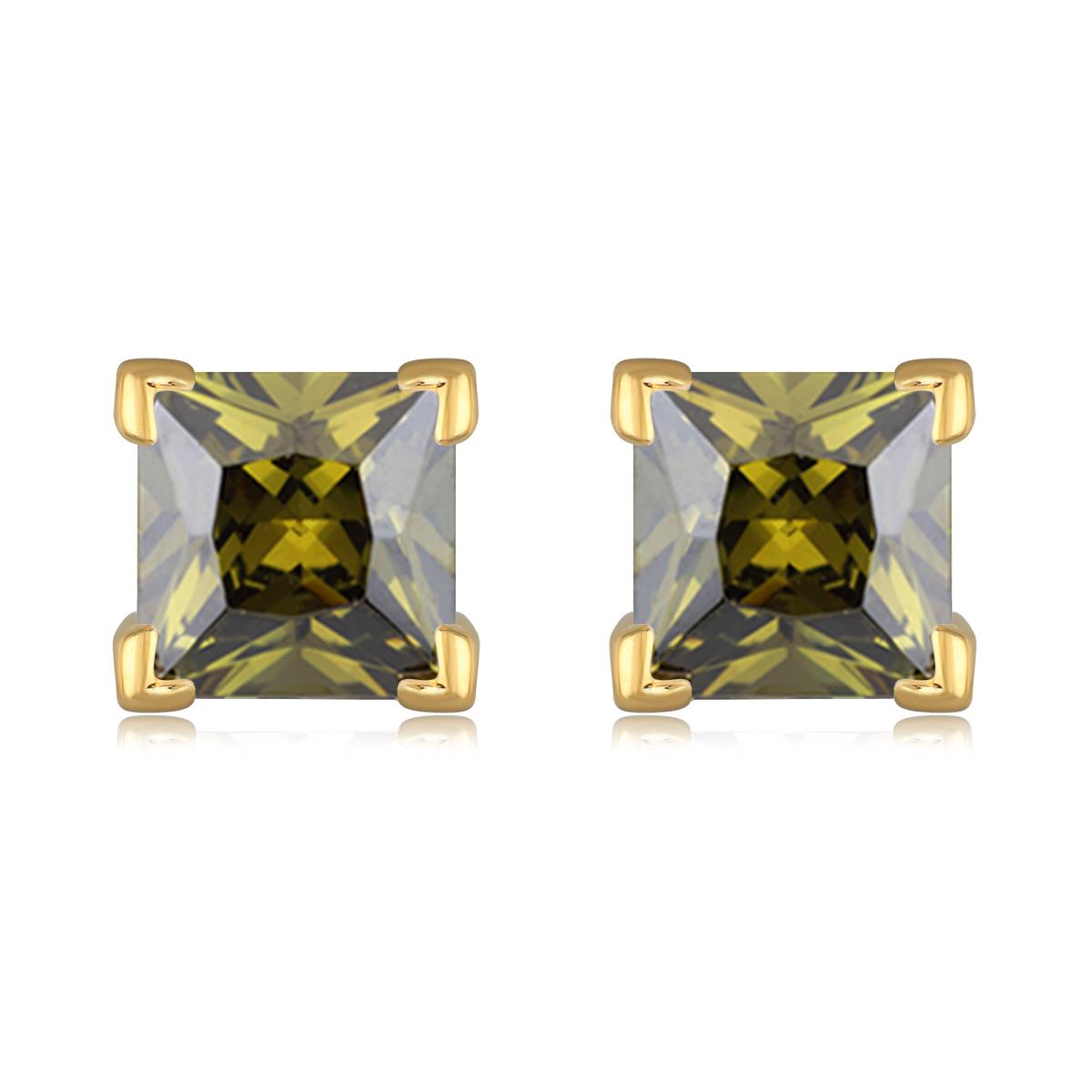 

Les Trésors De Lily [N1712] - Позолоченные золотые серьги Essential с оливином - 6 мм