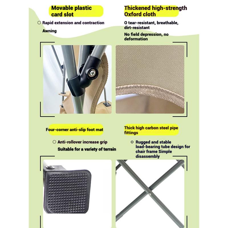Outdoor folding sunshade chair leisure backrest with armrests fishing camping picnic director chair portable fishing chair