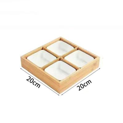 Wooden Four-Compartment Snack & Serving Tray