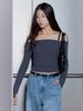 Bb' BENETTON Off-Shoulder T-Shirt (Dark Grey)