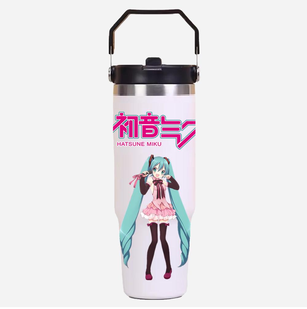 Tazza termica in acciaio inossidabile da 30 oz, stampa Anime Hatsune Miku, colore solido semplice, tazza per acqua, isolamento termico, tazza fredda per ghiaccio, regalo per bambini