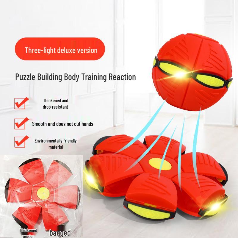 Magic Flying Saucer Ball: Deformable Outdoor Stomp Toy with Lights for Kids
