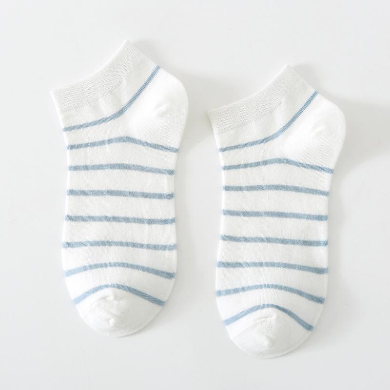 5/10 Pairs Comfortable Casual and Versatile Spring Summer Blue Socks Women's Cute Low Top Open Toe Boat Socks Women's College Style Socks