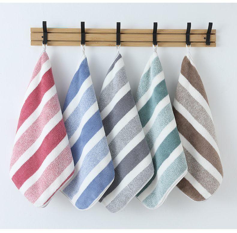 Thickened Absorbent Bath Towel Soft Face Towel Two-Color Striped Bath Towel Towel for Home Bathroom