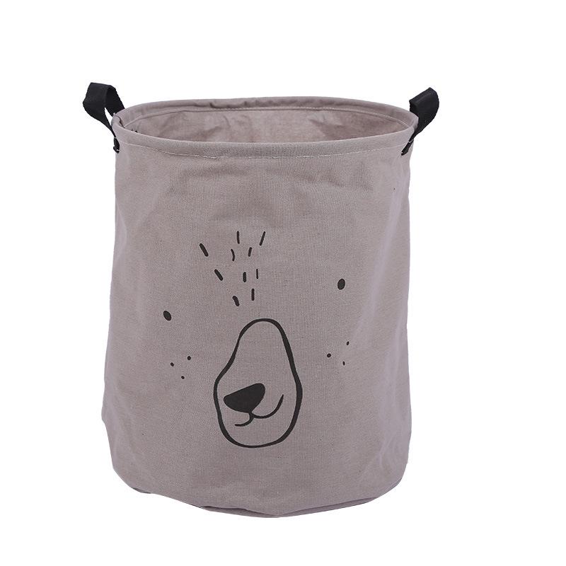 Cotton Linen Waterproof Round Laundry Hamper - Foldable Dirty Clothes Basket Storage Bag