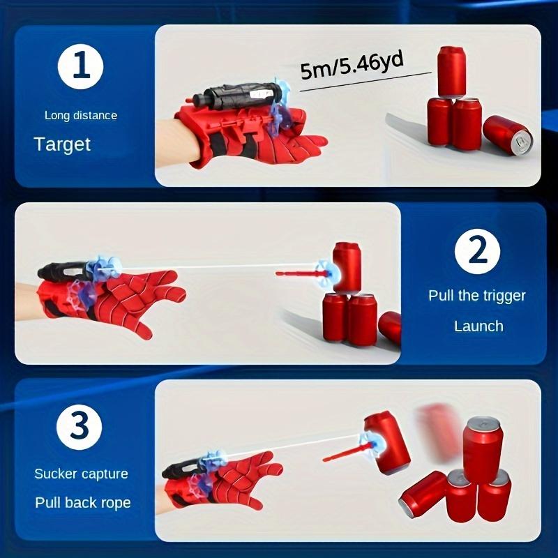 1SET Spider Web Launch Gloves - Red and Blue Hero Toys, Suitable for Children and Adults, Fun Interactive Party Games, Durable ABS Material