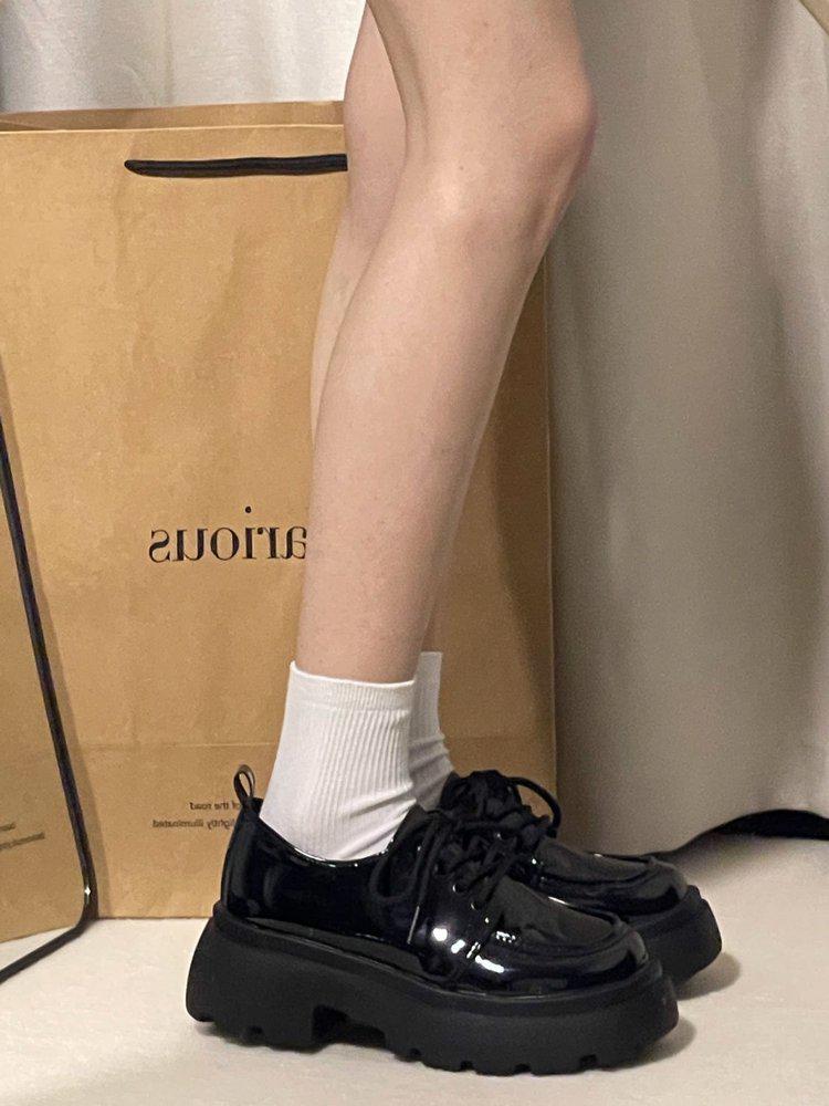 2025 Trendy Thick-Soled Women's Leather Shoes: British College Style, Height-Enhancing, Versatile, Ins-Japanese JK Fashion