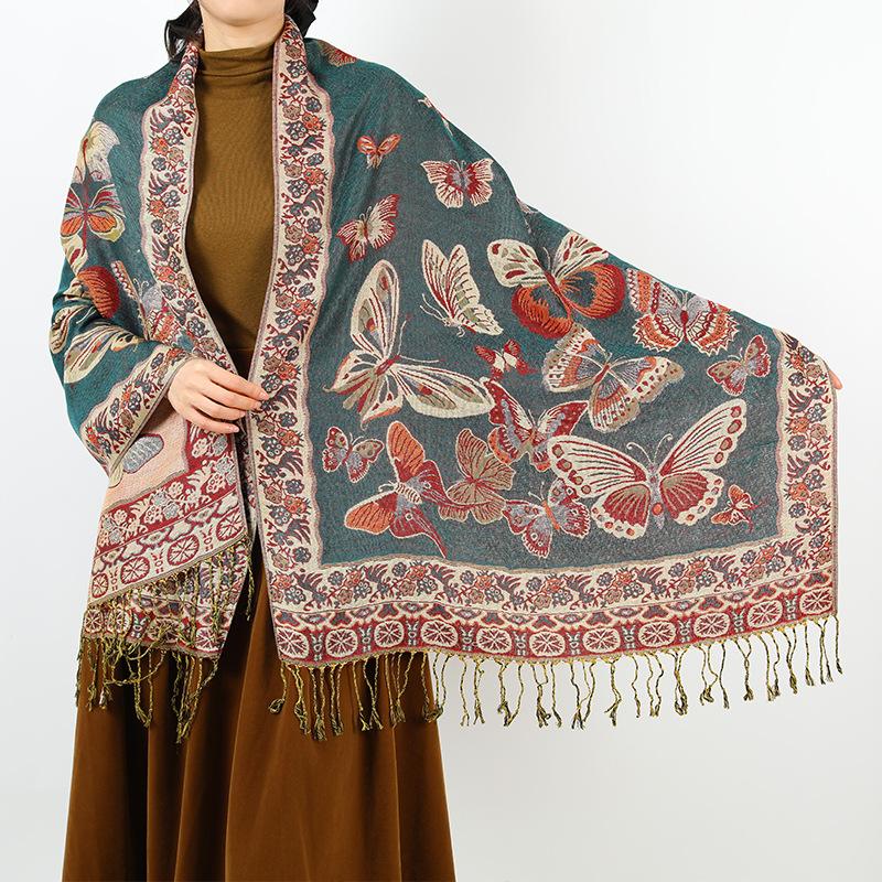 New retro tassel long shawl travel out long scarf scarf women's autumn and winter fashion scarf