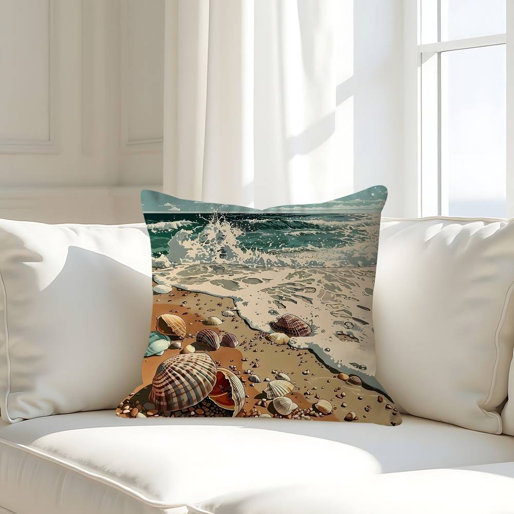 Art Beach Pillow Case Removable Washable Cushion Cover – All-Season Soft Linen
