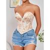 Corset Women's Black Gold Printed Strapless Tube Top Sexyslim  Shapewear