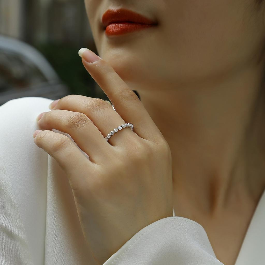 Nabest Platinum Plated CopperLad Grown Diamond Rings Full VVS1 D 3EX Moissanite Wedding Band for Women Jewelry