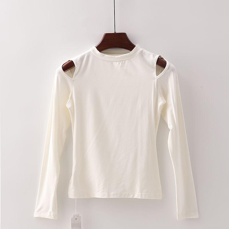 

[Fan] Shopping Mall Brand Discount Women s round-Neck High Elastic off-Shoulder Ice Silk Dancing Yoga Long Sleeve T-shirt 8e021 White S/155