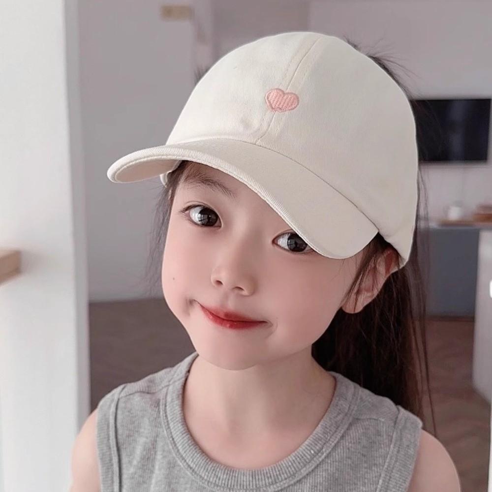 Love Heart Embroidery Children's Baseball Cap High Ponytail Baby Peaked Cap Kids Sun Hat Summer