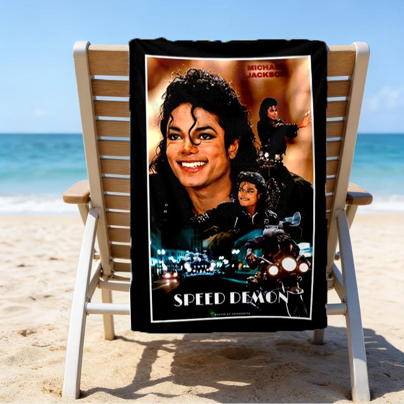 Beweis Strandtuch mit einem Michael Jackson Muster - weich, saugfähig, schnell trocknend, maschinenwaschbar - perfekt zum Schwimmen, Camping, Baden