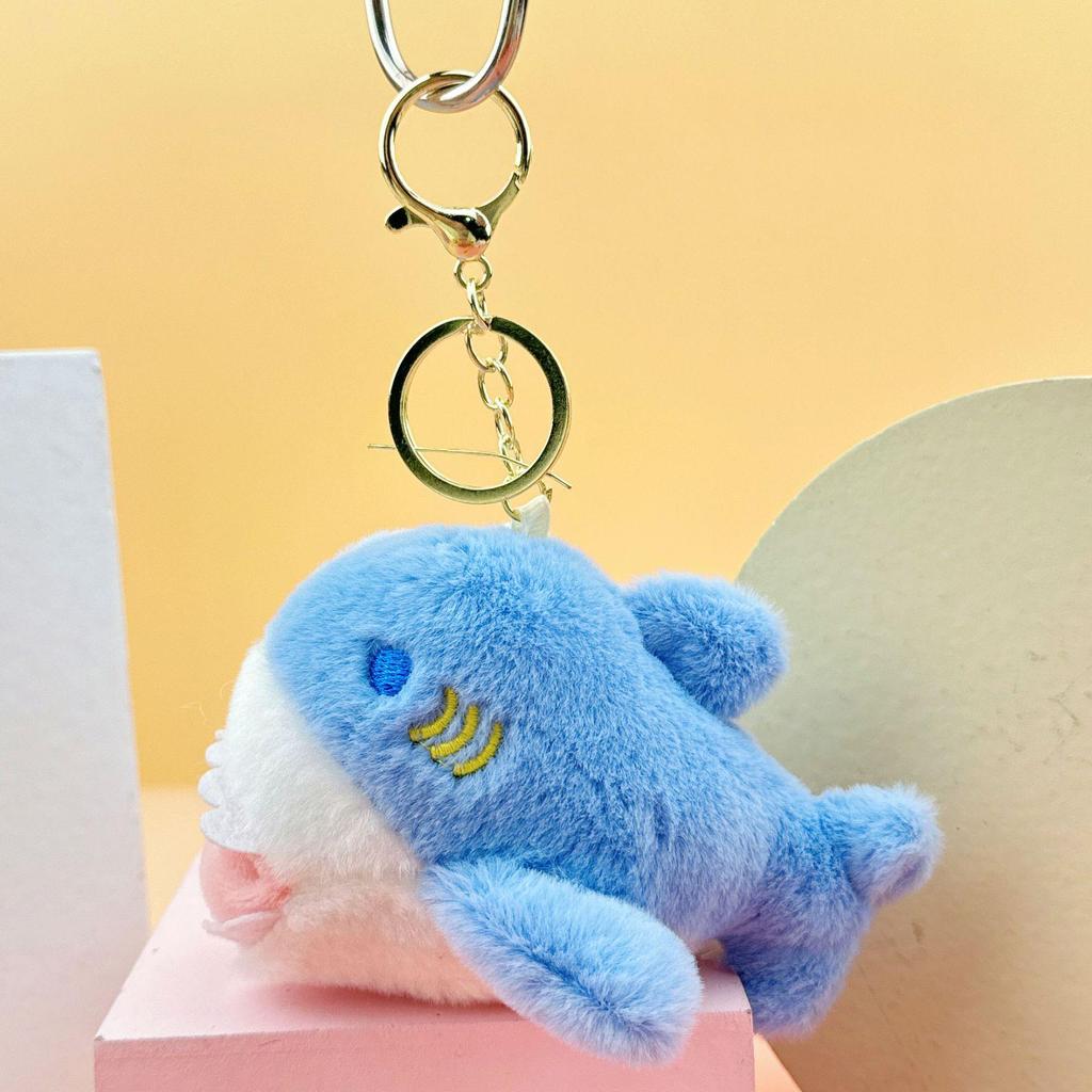 Cute Plush Shark Keychain: Biting Hand Stuffed Animal Charm